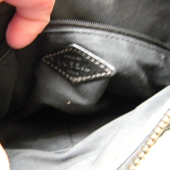 FOSSIL CREAM WOVEN CROSSBODY BAG BROWN LEATHER TRIM DOUBLE ZIP - Picture 9 of 10